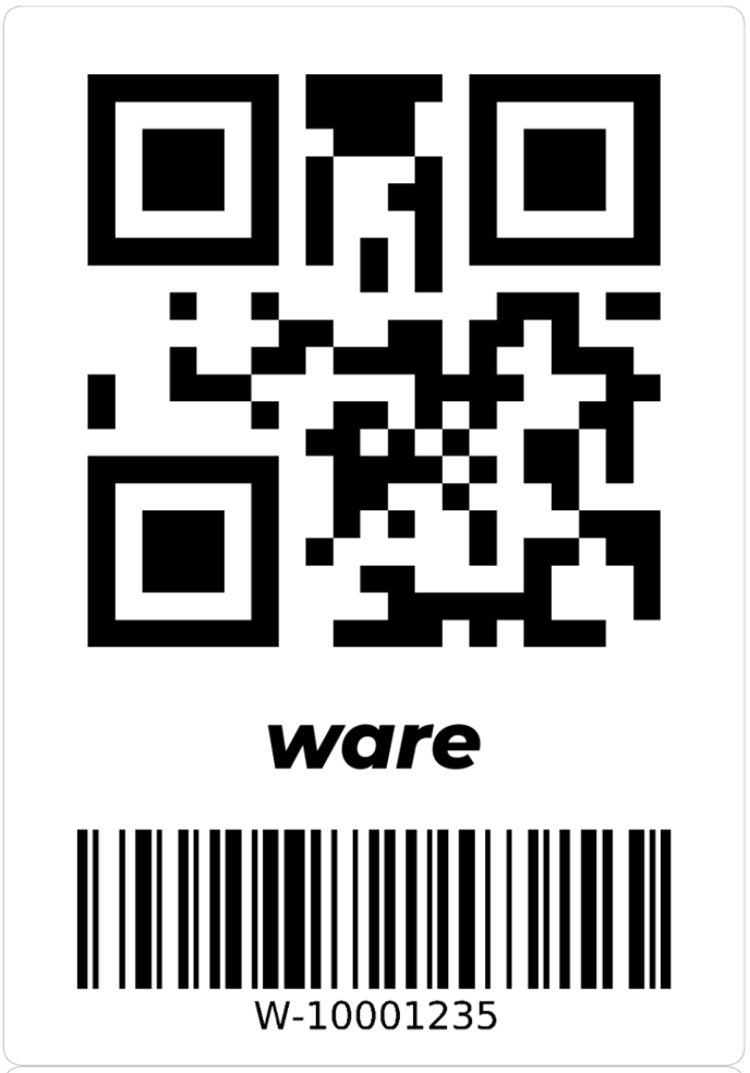 Ware LPN spec shown above with both QR code and barcode